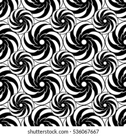 Seamless creative hand-drawn pattern of stylized flowers in black and white colors. Vector illustration.