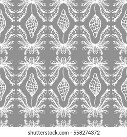 Seamless creative hand-drawn pattern of stylized flowers. Vector illustration.