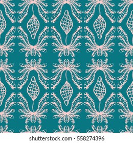 Seamless creative hand-drawn pattern of stylized flowers. Vector illustration.