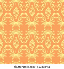 Seamless creative hand-drawn pattern of stylized flowers. Vector illustration.