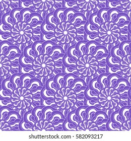 Seamless creative hand-drawn pattern of stylized flowers. Vector illustration.