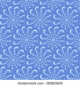 Seamless creative hand-drawn pattern of stylized flowers. Vector illustration.