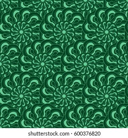 Seamless creative hand-drawn pattern of stylized flowers. Vector illustration.
