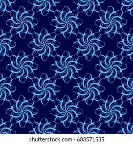 Seamless creative hand-drawn pattern of stylized flowers. Vector illustration.