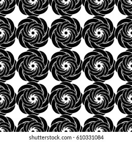 Seamless creative hand-drawn pattern of stylized flowers in black and white colors. Vector illustration.