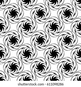 Seamless creative hand-drawn pattern of stylized flowers in black and white colors. Vector illustration.