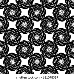 Seamless creative hand-drawn pattern of stylized flowers in black and white colors. Vector illustration.