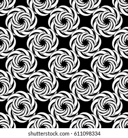 Seamless creative hand-drawn pattern of stylized flowers in black and white colors. Vector illustration.