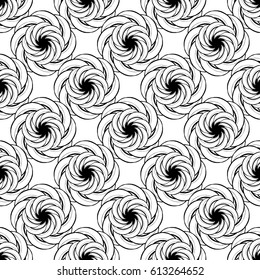 Seamless creative hand-drawn pattern of stylized flowers in black and white colors. Vector illustration.