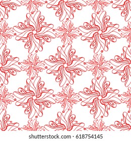 Seamless creative hand-drawn pattern of stylized flowers. Vector illustration.