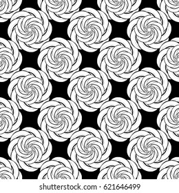 Seamless creative hand-drawn pattern of stylized flowers in black and white colors. Vector illustration.