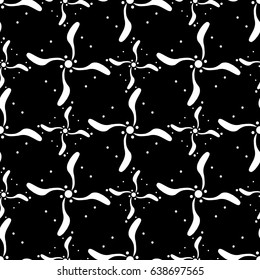 Seamless creative hand-drawn pattern of stylized flowers in black and white colors. Vector illustration.