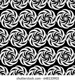 Seamless creative hand-drawn pattern of stylized flowers in black and white colors. Vector illustration.