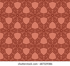 Seamless creative pattern composed of geometric shape in brown colors. Vector illustration.