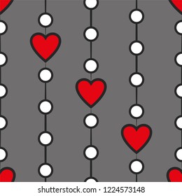 Seamless creative pattern with red hearts - simple holiday deisgn. Valentines day background.