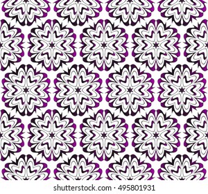 Seamless creative pattern of stylized flowers. vector illustration. purple gradient. for design