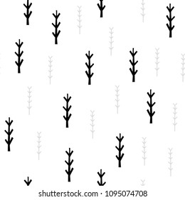 Seamless creative pattern. Vector background with different plants. Design for prints, shirts and posters.