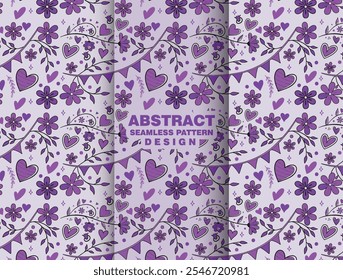Plantilla de diseño de patrón textil de Ilustración vectorial floral púrpura creativa sin costuras