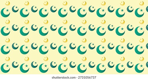 Seamless Crescent Moon and Star Islamic Pattern Background
