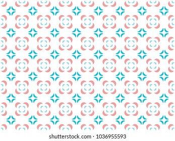 Seamless crescent pattern vector. Abstract design light red and blue on white. Design print for textile, fabric, wallpaper, background. 