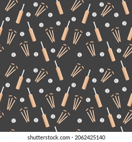 Seamless Cricket Theme Pattern Background.