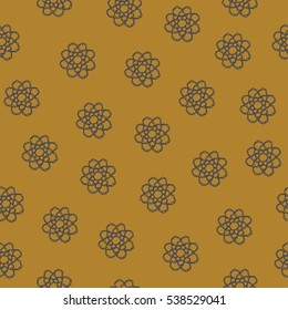 Seamless crochet flowers pattern. Crochet blanket of floral elements, handmade, multicolored knitted snowflakes, cozy blanket.