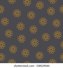 Seamless crochet flowers pattern. Crochet blanket of floral elements, handmade, multicolored knitted snowflakes, cozy blanket.