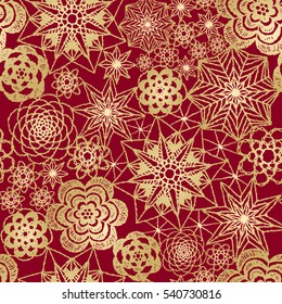 Seamless crochet flowers pattern. Crochet blanket of floral elements, handmade, multicolored knitted snowflakes, cozy blanket.