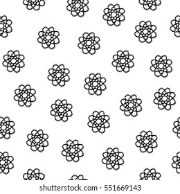 Seamless crochet flowers pattern. Blanket of floral elements, handmade, knitted snowflakes, lovely braided lace spring flowers