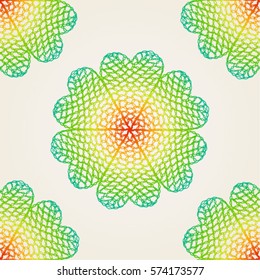 Seamless crochet flowers pattern. Crochet blanket of floral elements, handmade, multicolored knitted snowflakes, cozy blanket.