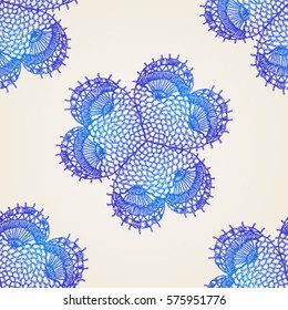 Seamless crochet flowers pattern. Crochet blanket of floral elements, handmade, multicolored knitted cloth, cozy blanket
