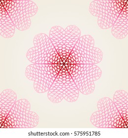 Seamless crochet flowers pattern. Crochet blanket of floral elements, handmade, multicolored knitted cloth, cozy blanket