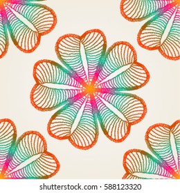 Seamless crochet flowers pattern. Crochet blanket of floral elements, handmade, multicolored knitted cloth, cozy blanket.