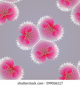 Seamless crochet flowers pattern. Crochet blanket of floral elements, handmade, multicolored knitted cloth, cozy blanket.