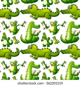 Seamless crocodile doing activities illustration