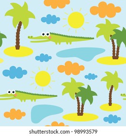 seamless crocodile kids pattern. vector illustration