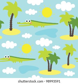 seamless crocodile kids pattern. vector illustration