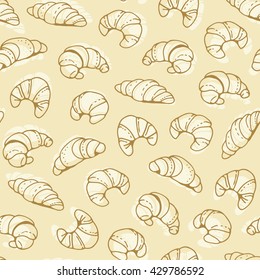 Seamless croissant pattern, vector background