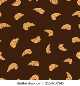 Seamless croissant pattern. Vector flat