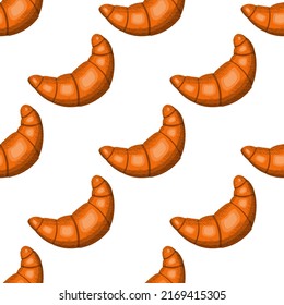 nahtloses Croissant-Muster. Vektorgrafik auf weißem Hintergrund.