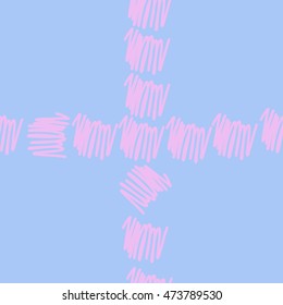 Seamless cross abstract pattern with scribbles, doodles,   hole. Hand drawn.