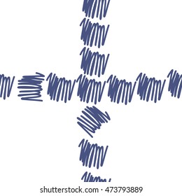 Seamless cross abstract pattern with scribbles, doodles,   hole. Hand drawn.