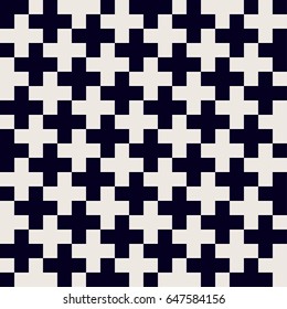 Seamless cross monochrome vector pattern. Traditional black and white ornament.