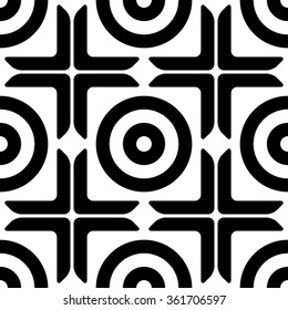 Seamless Cross Pattern. Abstract Black and White Background. Vector Regular Texture