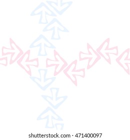 Seamless cross pattern with arrows , doodles,  object, sign,  , symbol, hole, spots, copy space. Hand drawn.