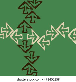 Seamless cross pattern with arrows , doodles,  object, sign,  , symbol, hole, spots, copy space. Hand drawn.