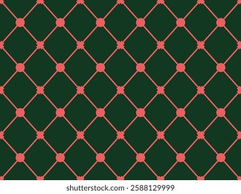 Seamless cross pattern with geometric design and metallic texture, dark green color tone, seamless fabric pattern, table cloth, festive clothing