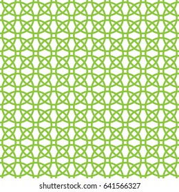 Seamless cross pattern in green color made of circles. Inspired of banknote, money design, currency, note, check or cheque, ticket, reward. Watermark security. Vector.