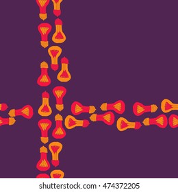 Seamless  cross pattern with  incandescent lamps , doodles. Hand drawn.