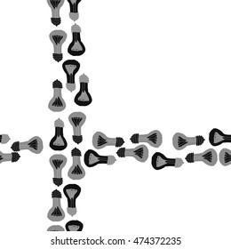 Seamless  cross pattern with  incandescent lamps , doodles. Hand drawn.